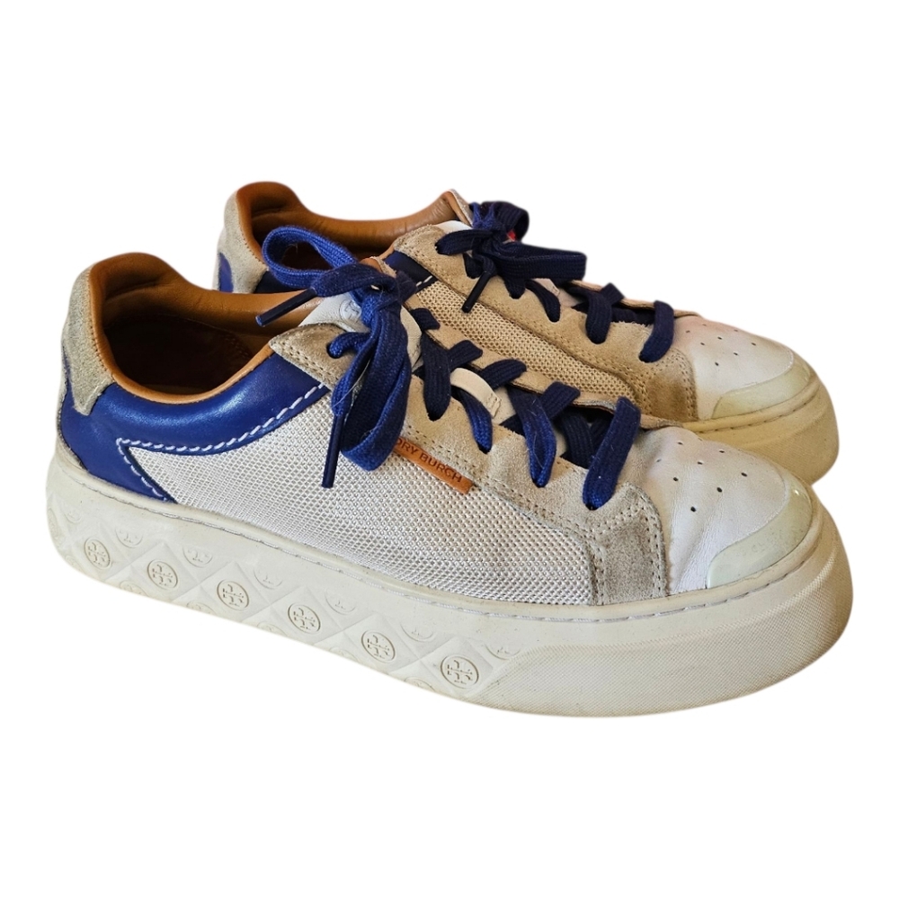 Tory Burch Ladybug Cream and Blue Sneaker with Box 8.5